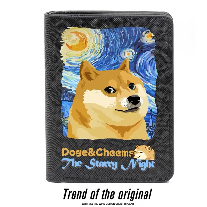 Van Gogh Starry Sky CHEEMS Doge Fashion Student Wallet